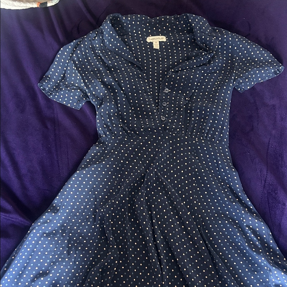 Urban Outfitters Navy and White Midi Dress